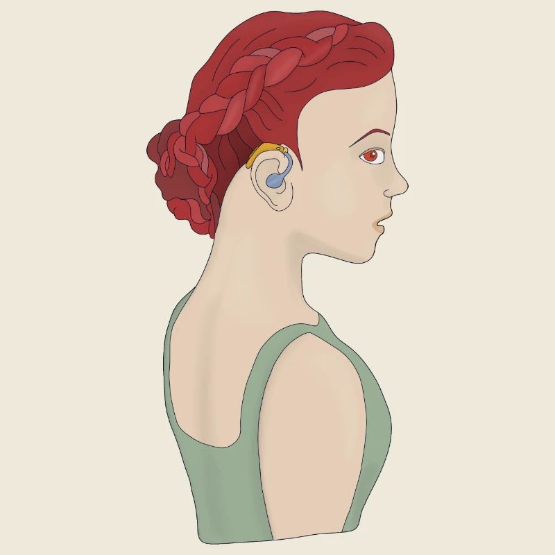 Fille utilisant une aide auditive