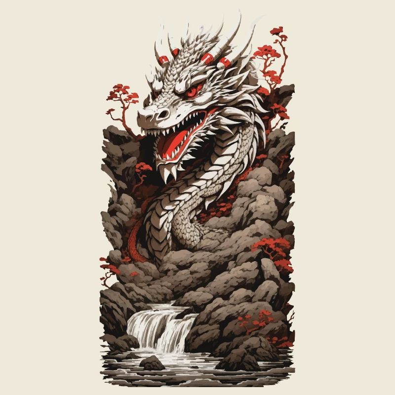 Dragon chinois dans le paysage d’art Ukiyo-e