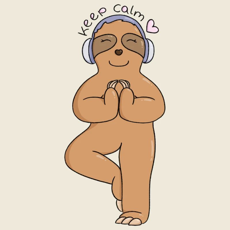 Sloth doing yoga - keep calm