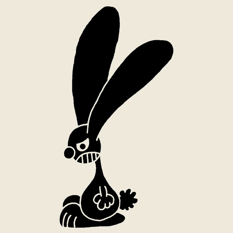 Lapin noir grognon