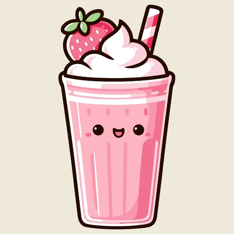 Verspielte Erdbeer-Milchshake-Illustration