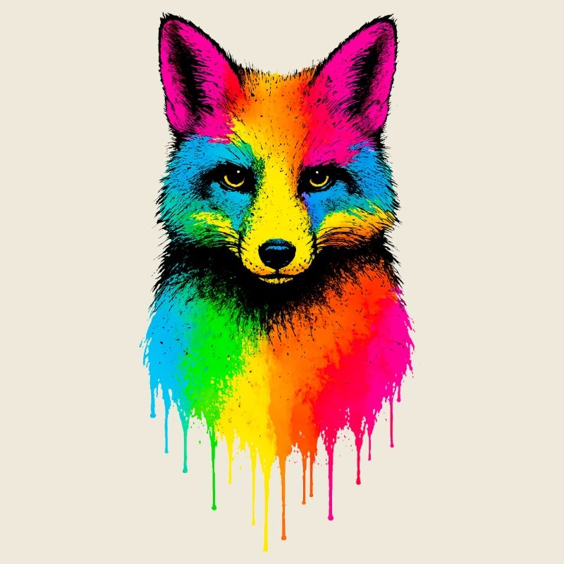 Rainbow Fox Art Motif