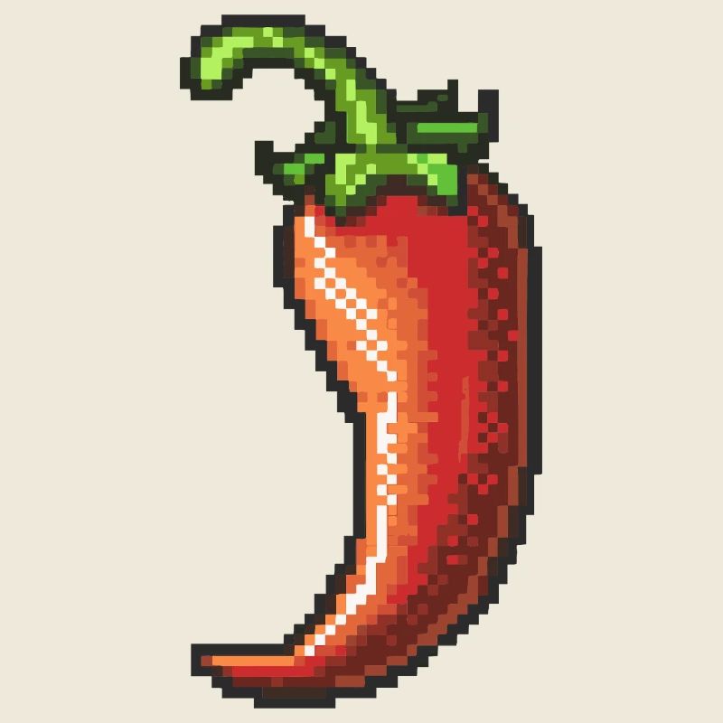 Pixel Chili Pepper Retro Glanz