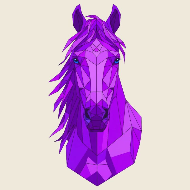 Tête de cheval pourpre géométrique