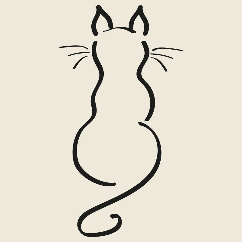Cat Minimalist Line Back Plain