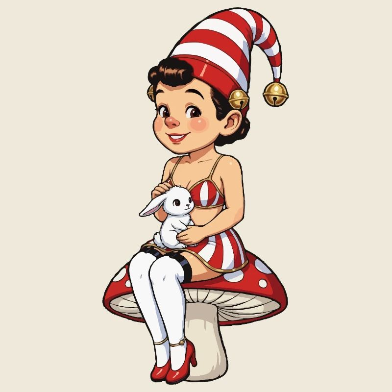 Fille lutin avec un lapin