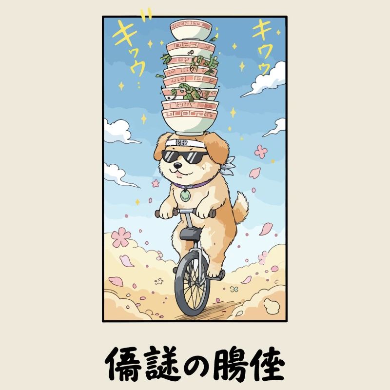 Noodle Stack Pup auf Einrad