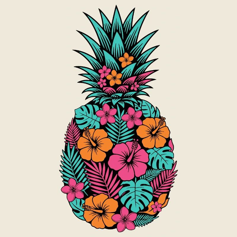 Motif floral néon tropical d’ananas