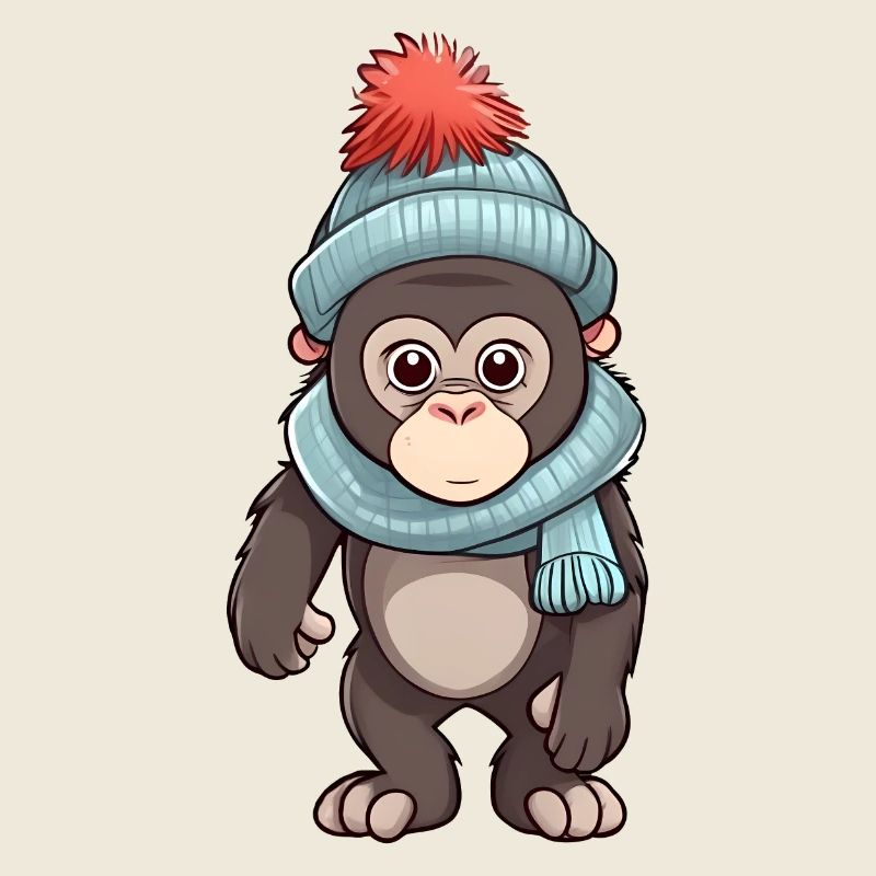 Gorille mignon dans un look d’hiver festif !