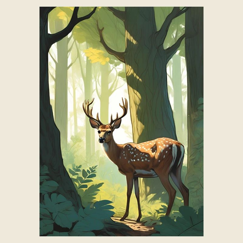 Deer in the forest green