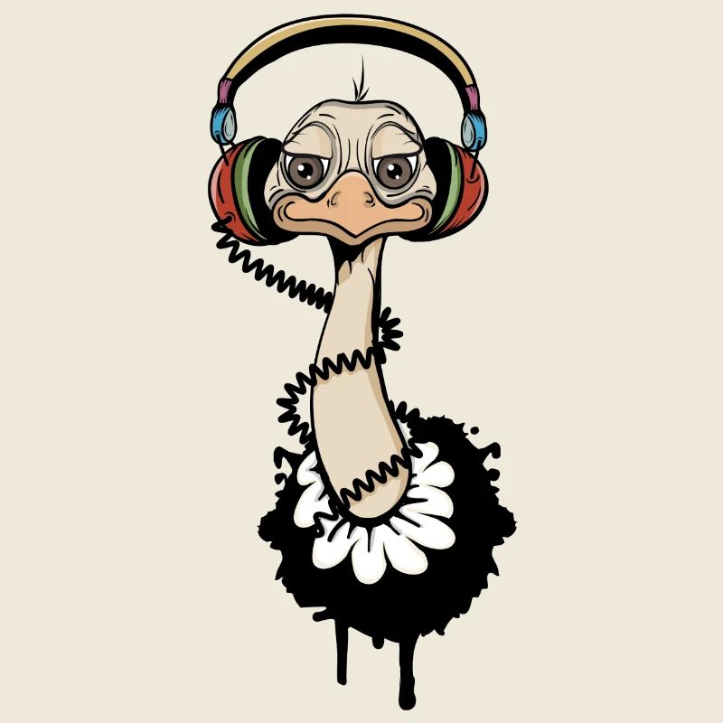 Une autruche avec un casque