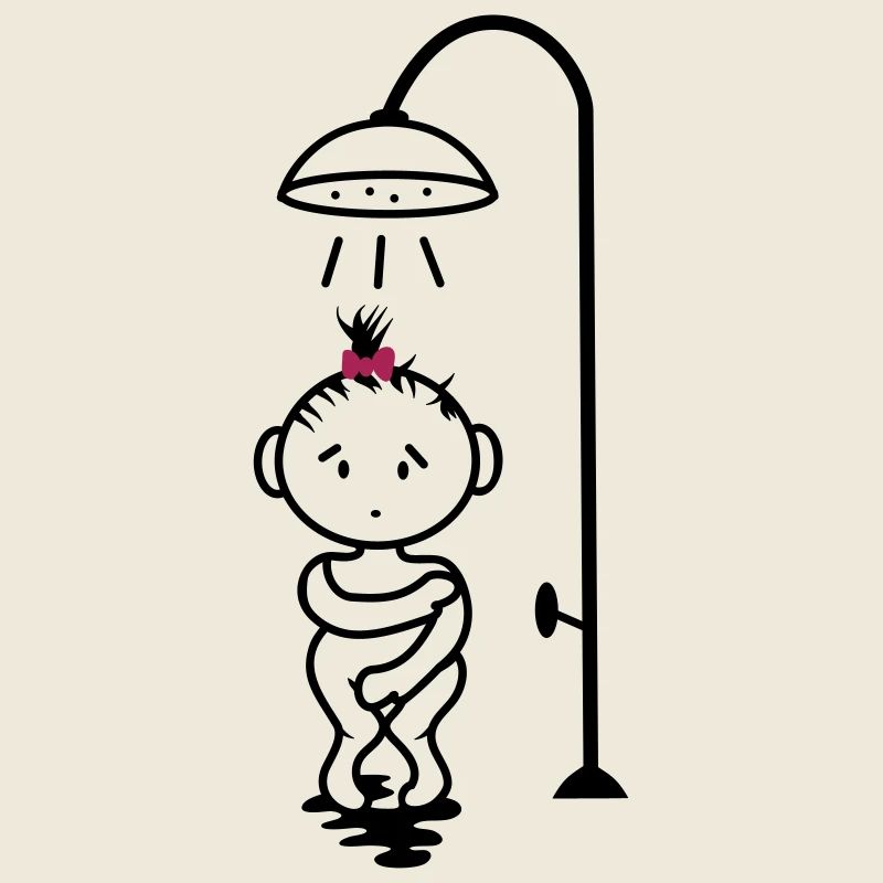 scheues Mädchen unter der Dusche