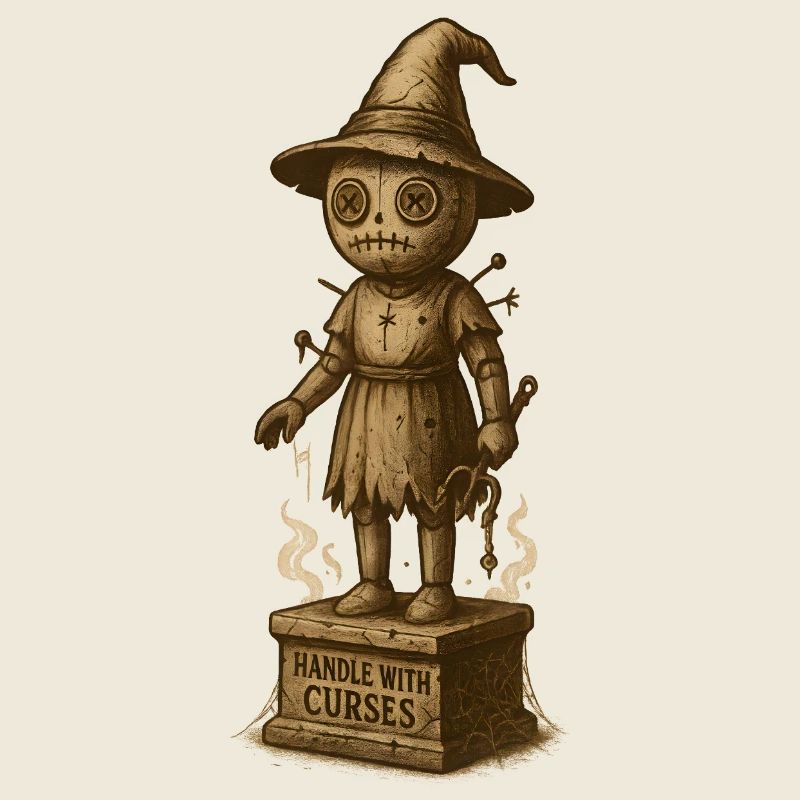 Creepy Witch Figurine with Magic Hat