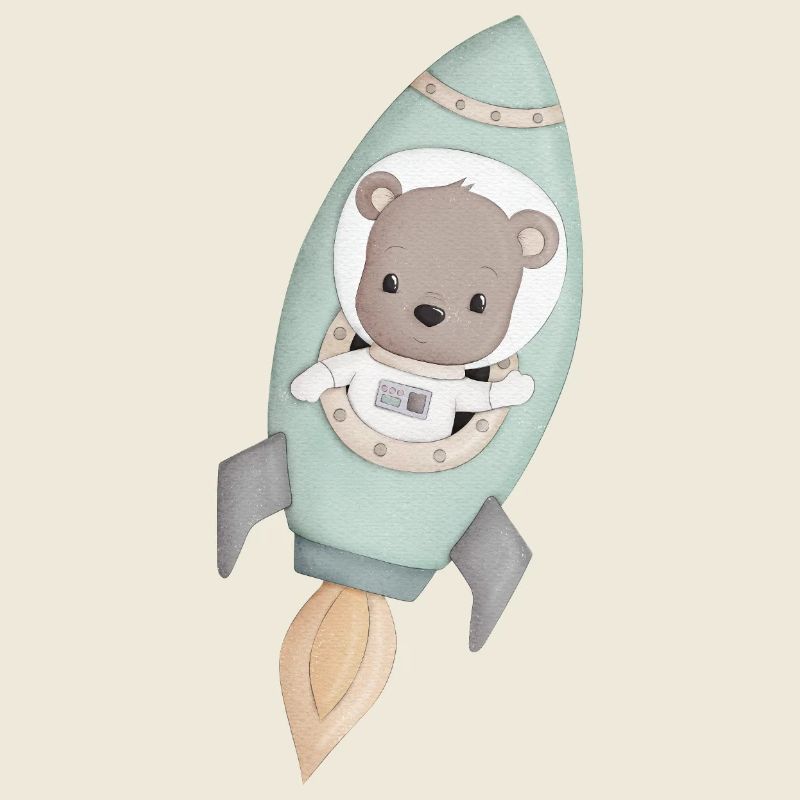 petit ours mignon en astronaute
