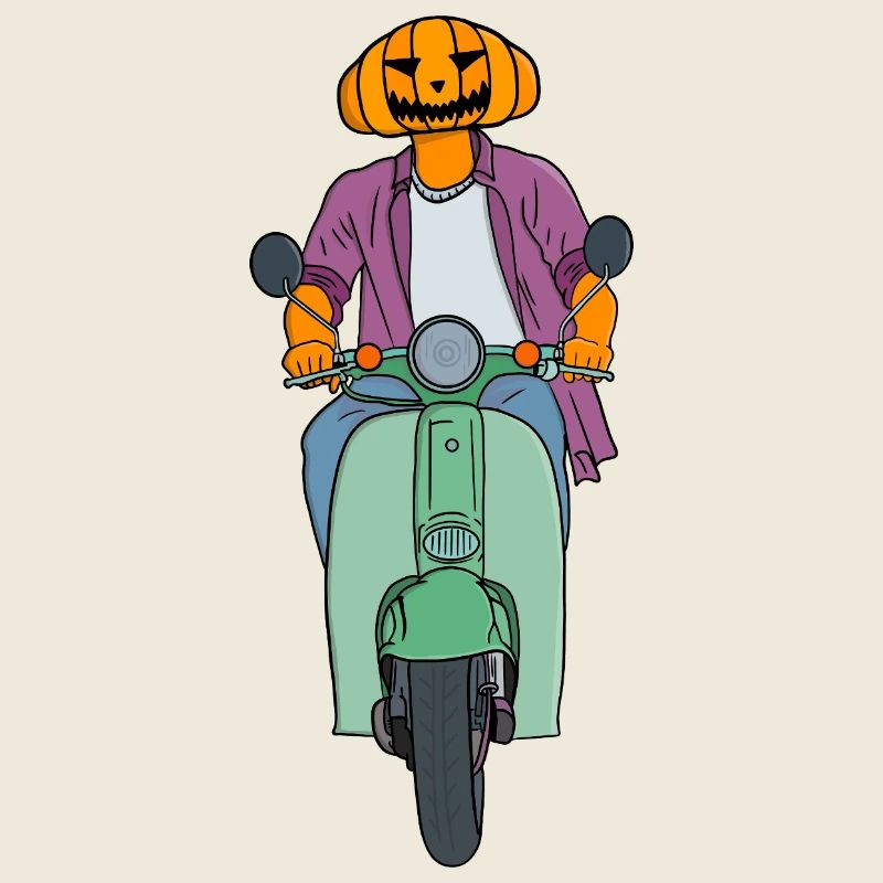 Kürbisfahrer auf Mint Scooter