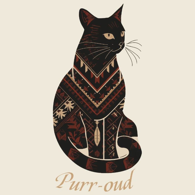 Native AmeriCan Purr-oud Cat lover texture pattern