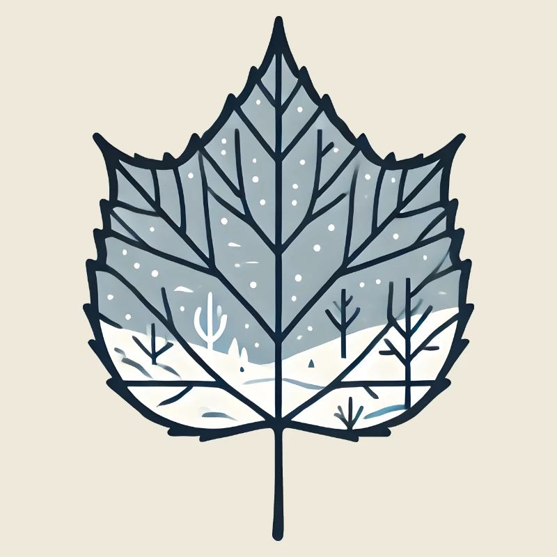 Blatt mit Winterlandschaft
