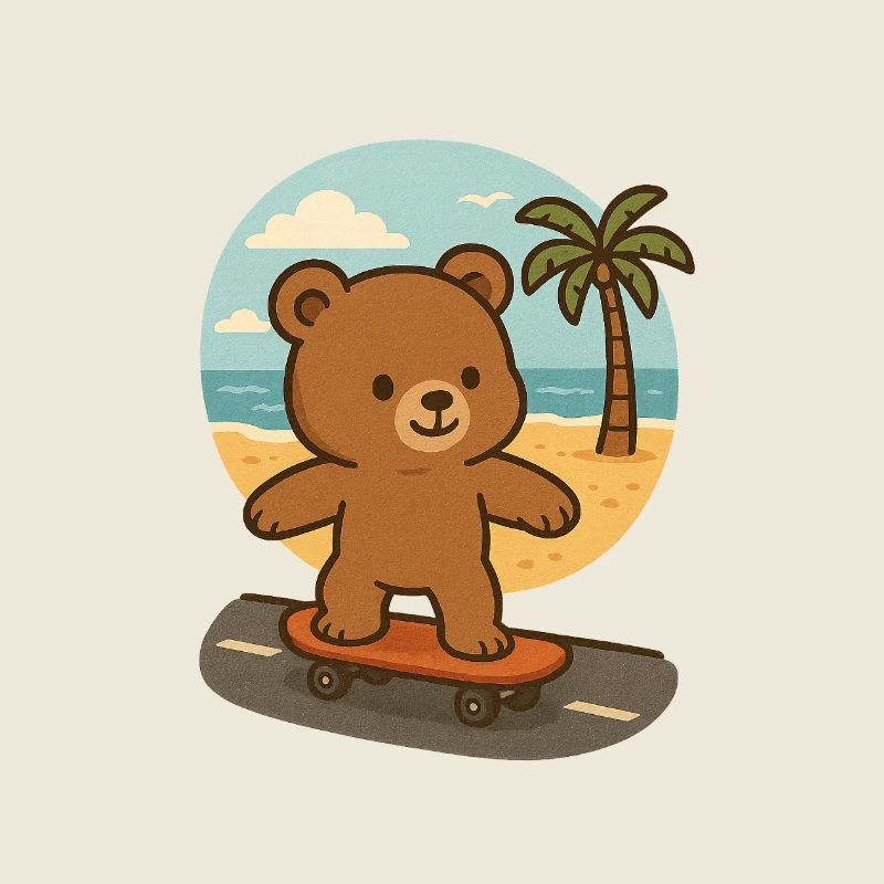 Teddybär auf einem Skateboard