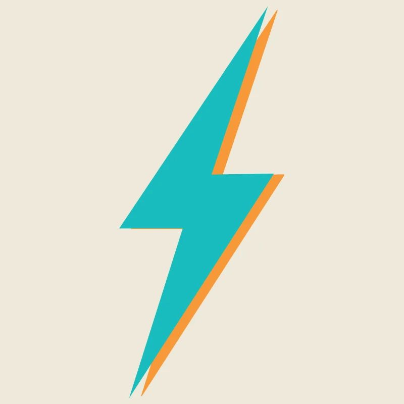 Blauer und orangefarbener Blitz