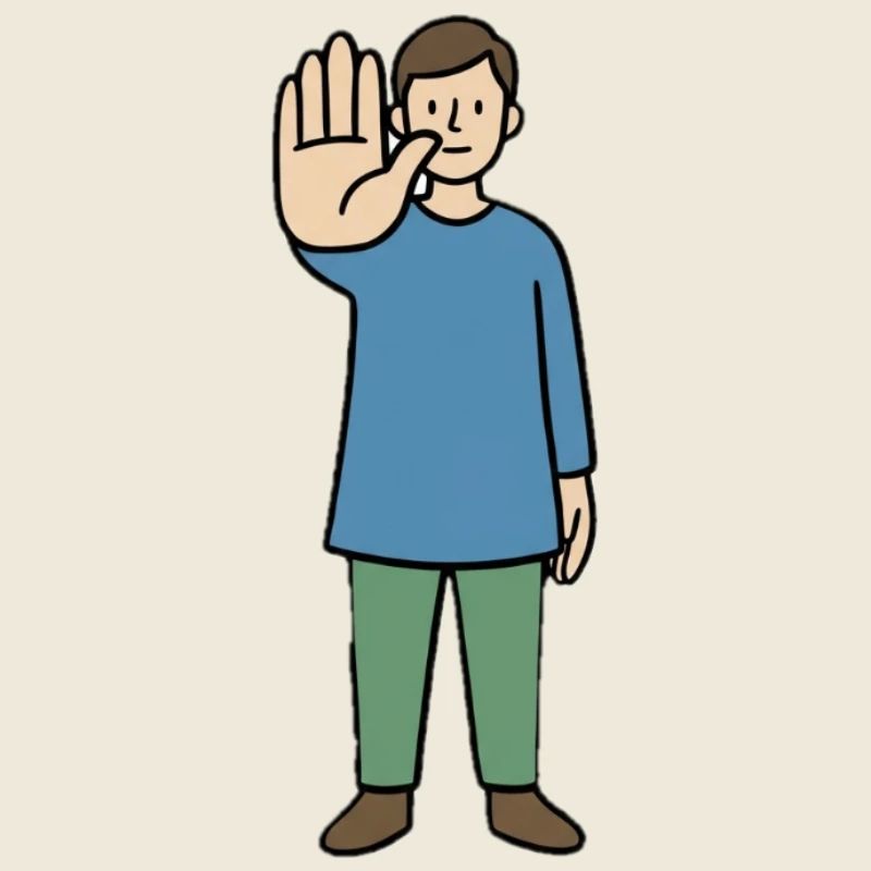 Stop Geste Cartoonfigur