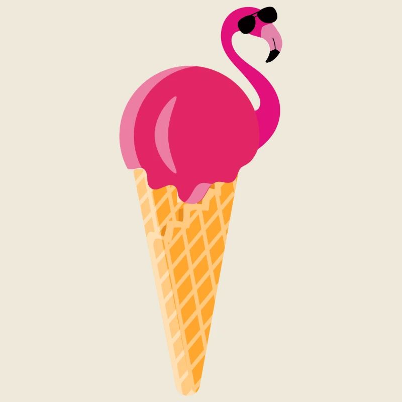 Crème glacée Gaufre Crème glacée Crème glacée Scoop Flamingo Crème glacée