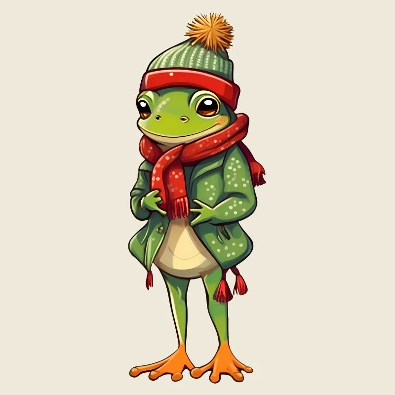 Cute frog in festive winter look!