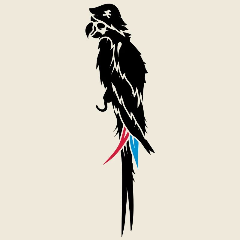 un perroquet avec cache-oeil, chapeau de pirate et