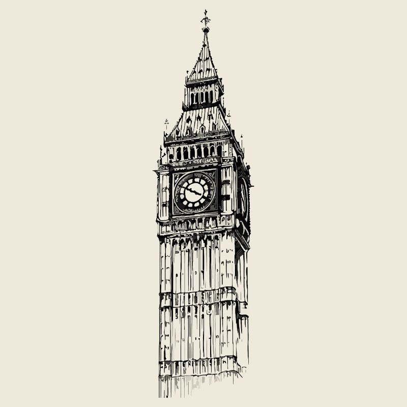 Londres Big Ben Angleterre Line Art Art abstrait