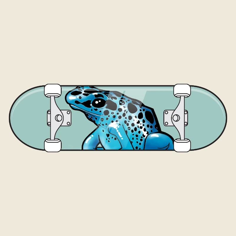 Blue Frog on Skateboard