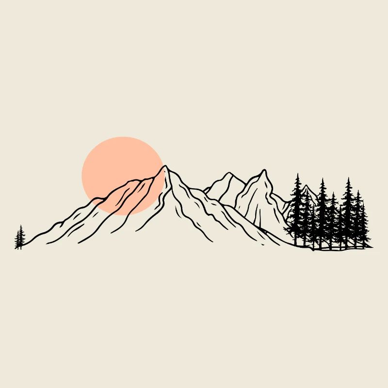 Peach Horizon Line Art
