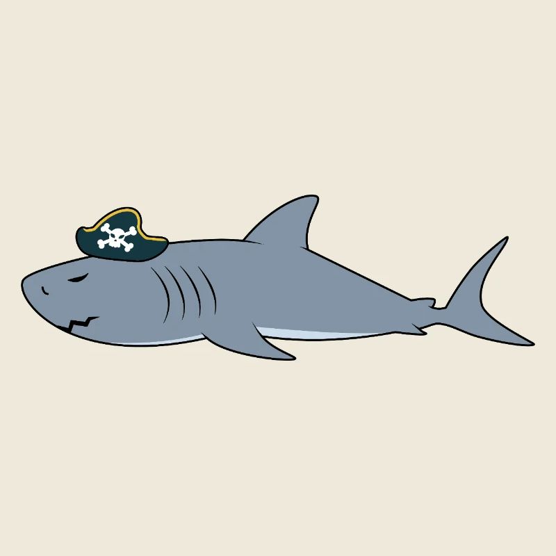 Pirate Shark Funny Skull Crossbones Ocean Sea Gift