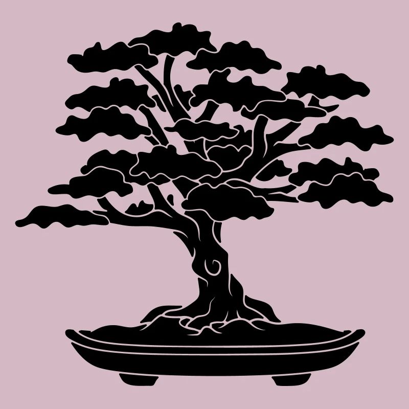 schwarzes comic baeumchen mini bonsai blaetter aes