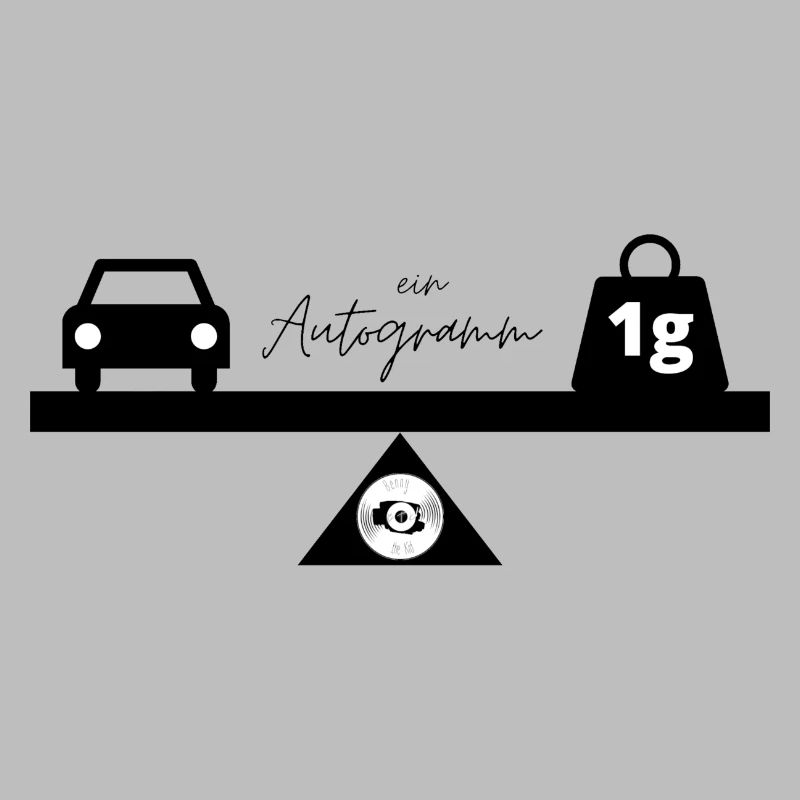Autogramm - ein Auto und ein Gramm auf einer Waage