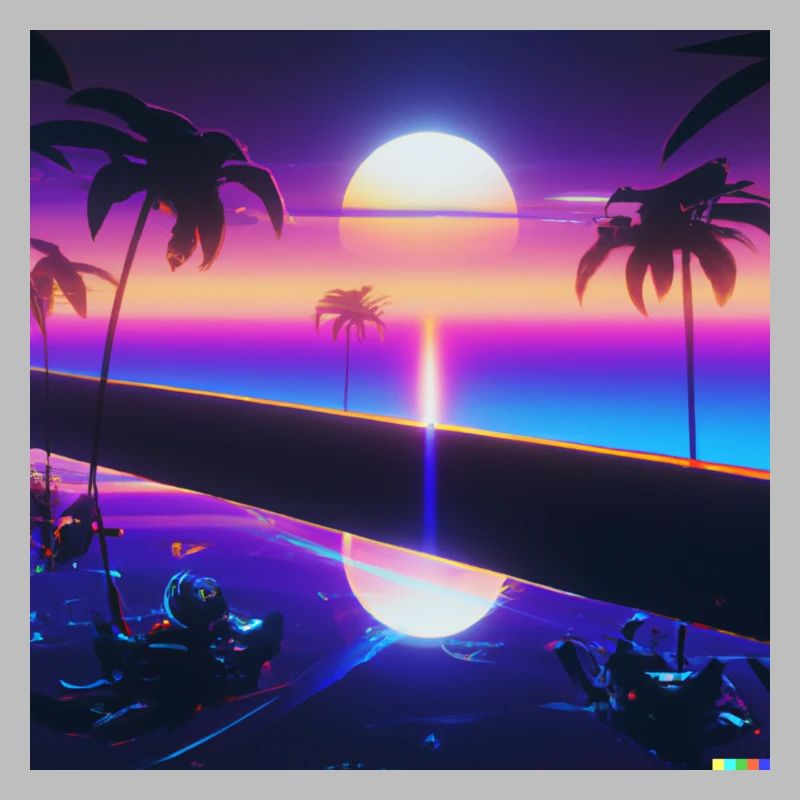 a synthwave style sunset