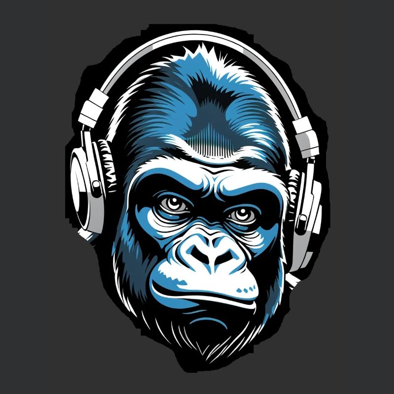 Musik Affe Gorilla mit Kopfhoerer als Geschenkidee