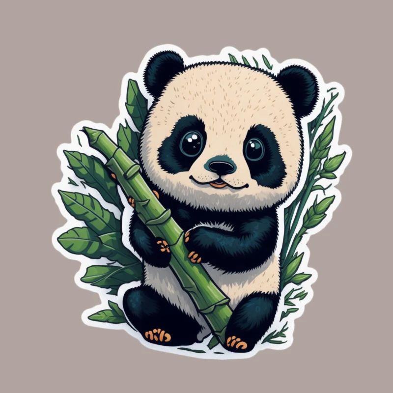 Panda mignon avec bambou