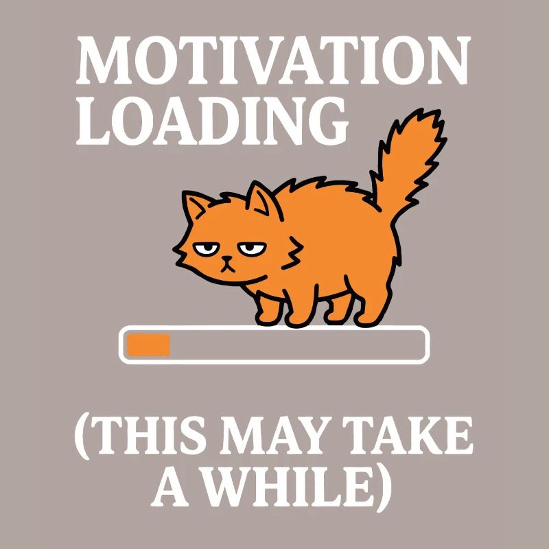 Motivation Loading Müde Katze mit Ladebalken