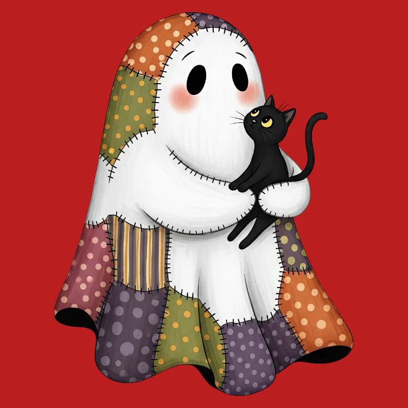 Patchwork Geist mit schwarze Katze
