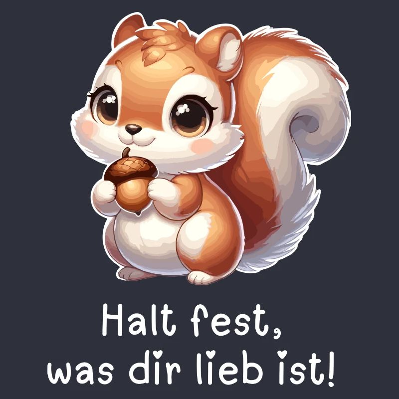 Süßes Eichhörnchen mit einer Nuss in den Händen