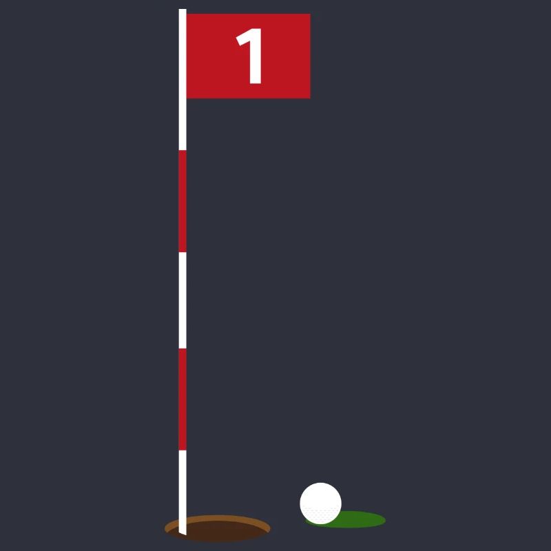 Balle de golf devant le drapeau et trou / drapeau de golf