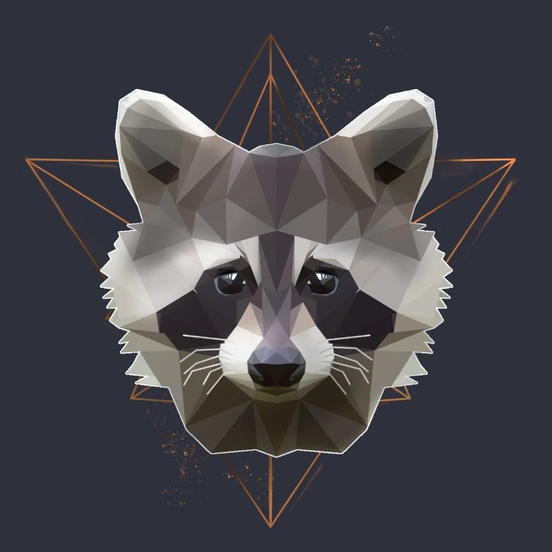 Low Poly Art Waschbär Racoon Cooles Polygon