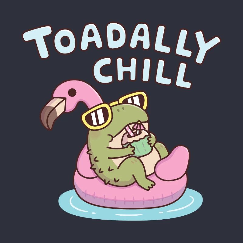 Funny Toad Chilling On Flamingo Toadally Chill