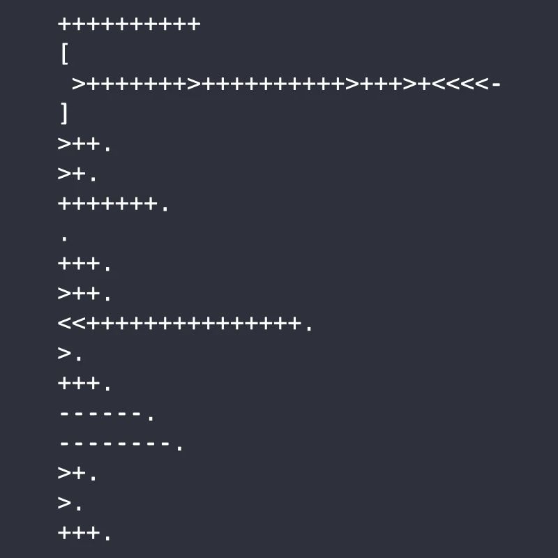 BRAINFUCK - ESOTERIC CODING LANGUAGE - HELLO WORLD