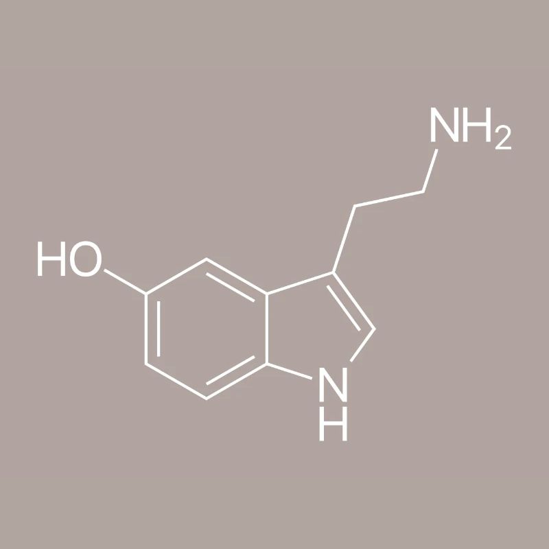 Serotonin Strukturformel - weiß