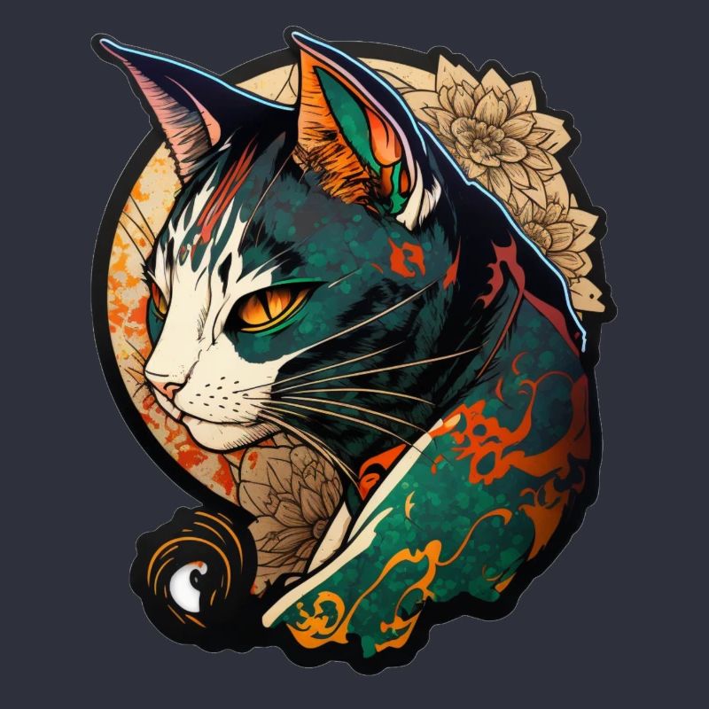 Farbige Katze im chinesischen Comic Stil