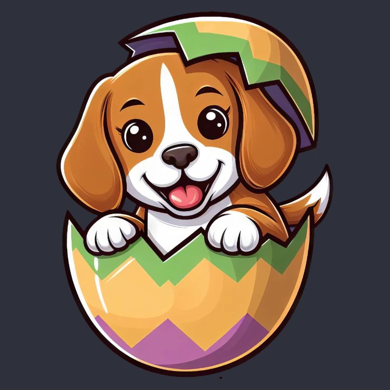 Oeuf de Pâques coloré avec conception de Beagle à éclosion