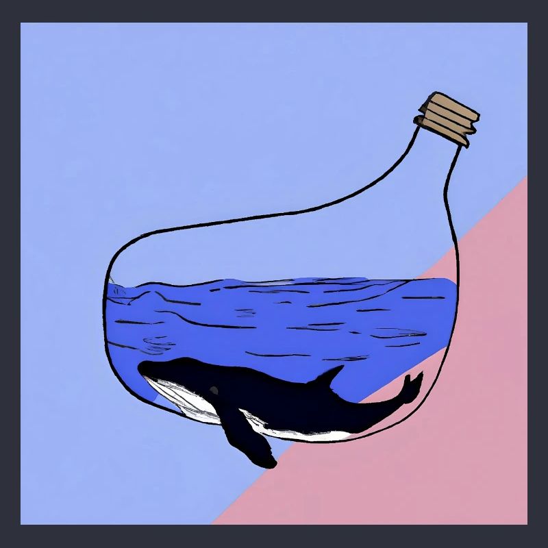 Message dans une bouteille, Illustration de baleine, Déclaration