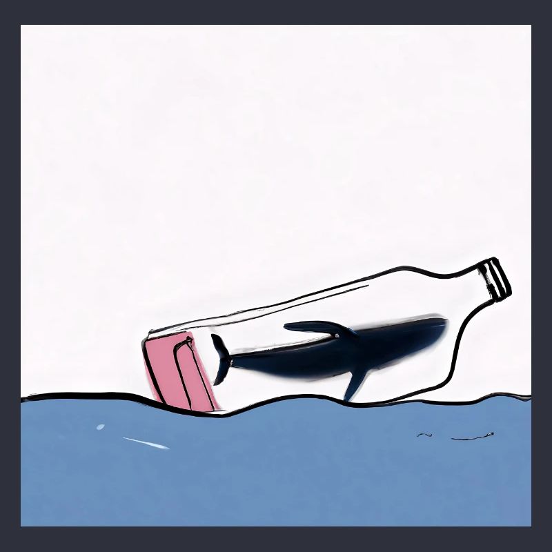 Message dans une bouteille, Illustration de baleine, Déclaration