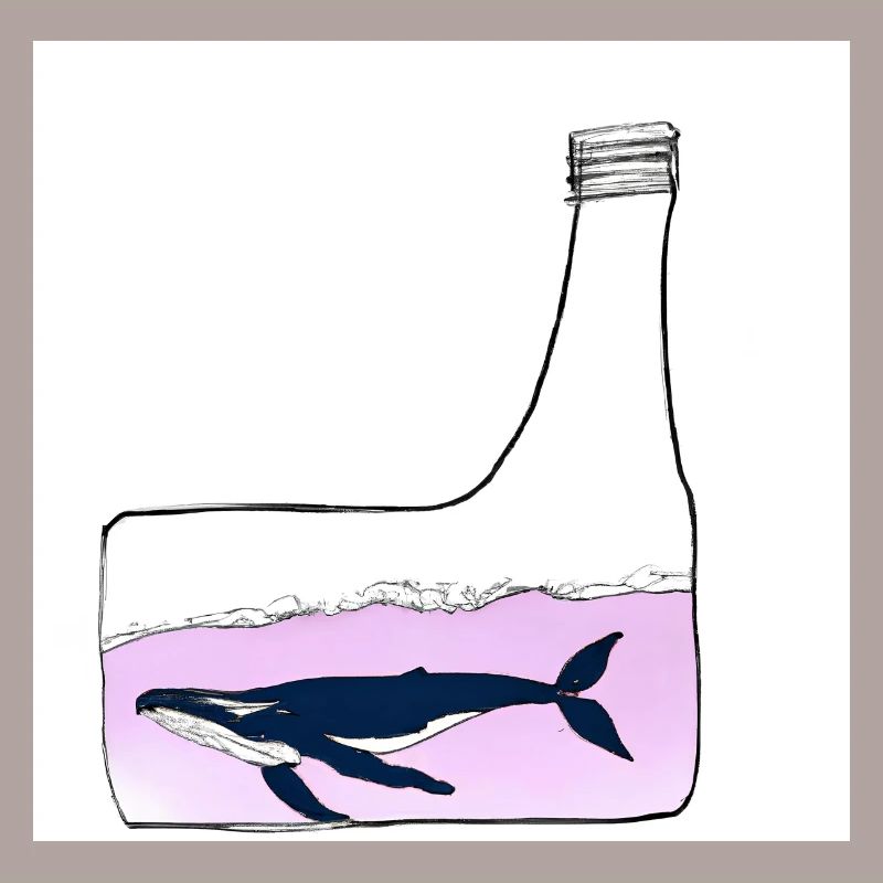 Message dans une bouteille, Illustration de baleine, Déclaration