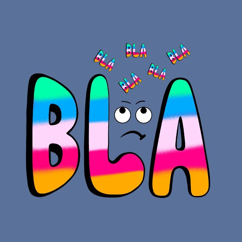 BLAH BLA BLA Rainbow font on black
